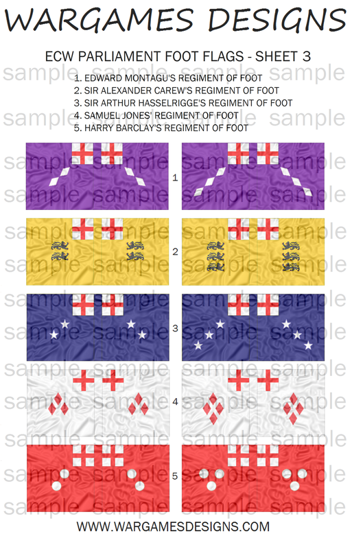 DBR Baroque WECW Pike & Shotte 10mm ECW Parliament Foot Flags Sheet 1 FOG 