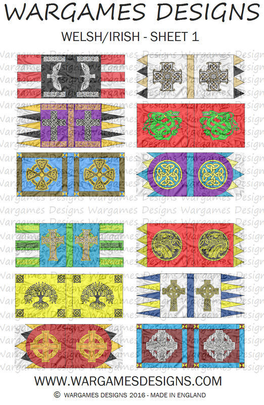 FOG 28mm Medieval Welsh Flags Impetus Pike & Shotte Sheet 1 Baroque DBR 