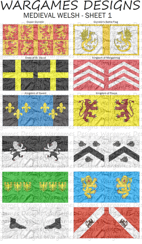 6mm Medieval Welsh Flags Sheet 2 Pike & Shotte DBR Baroque Impetus FOG 